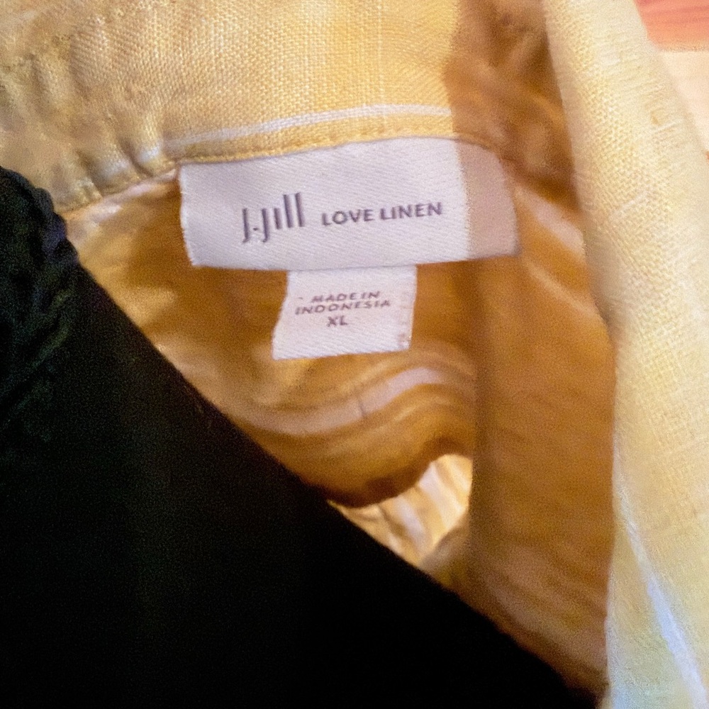 J. Jill Yellow and White Striped Button-Down Linen Top - Picture 4 of 6